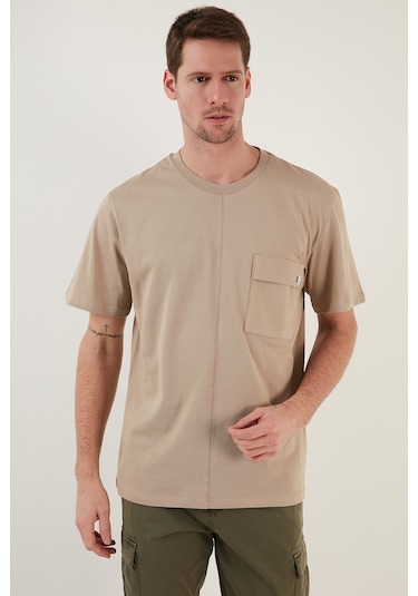 Buratti % 100 Pamuk Relaxed Fit Bisiklet Yaka Erkek T Shirt 5902605 Vizon