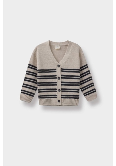 Defacto Erkek Bebek Çizgili Düğmeli Hırka F2392a525auer42 Ekru