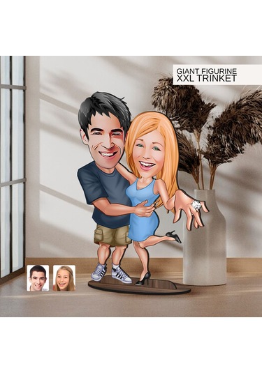 Bk Gift Kişiye Özel Sevgililer Karikatürlü Büyük Boy Ahşap Biblo-14 Arkadaşa Hediye , Sevgiliye Hediye, Kişiye Özel Biblolar Kobitmeyen137582 Bk Gift