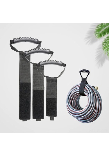 Xindoker Ağır Duty Depolama Kayışları, 25kg Yük Taşıma, Su Boruları Ve Kabloları İçin Çift Taraflı Ahşap Saplı Düzenleyici, Ev Ve Garaj İçin Yeniden Kullanılabilir Sıkma Kayış Seti 3 Adet Siyah