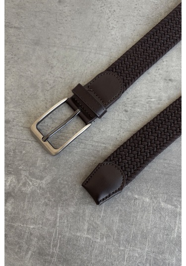 Erkek Hasır Örgü Kemer Kahverengi