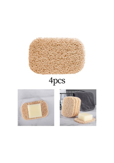 Suntek Pvc Sabun Koruyucu Kendinden Boşaltma Aksesuarı Kaymaz Sabunluk 4 Adet Bej