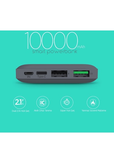 Polosmart PSM71 Micro USB + Type C 10000 mAh Powerbank