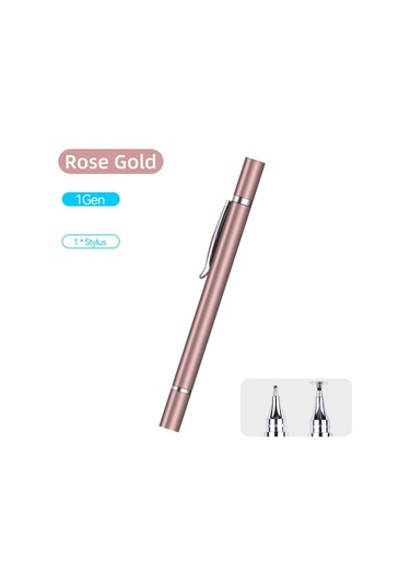 2 İn 1 Stylus Kalem Tablet Mobil Android İos Uyumlu  Telefon İpad Xiaomi Samsung Evrensel Dokunmatik Kalem Çizim Kalem Aksesuarları Gül Altın