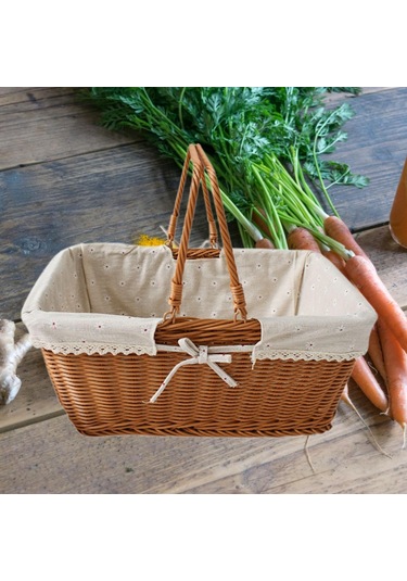 Homyl Taklit Rattan Piknik Sepeti Dokuma Meyve Stil E Çok Renkli