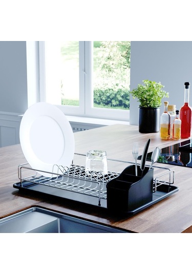 Teknotel Tek Katlı Tabaklık Bulaşıklık Krom+Siyah Kb006