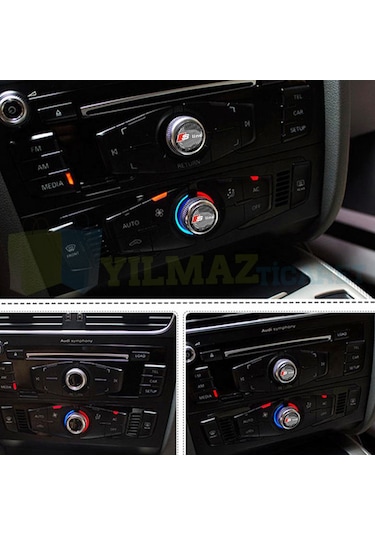 Audi S Line Karbon Logo Joystick Klima Teyp Damla Silikon Sticker 18 X 18 MM-4 Adet