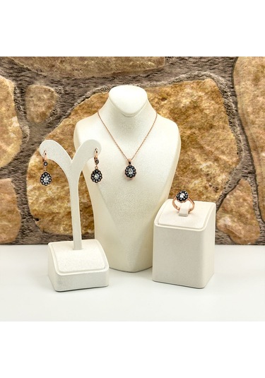 Elmas Montür Rosegold Damla Spor Gümüş Set Takım Rose Gold