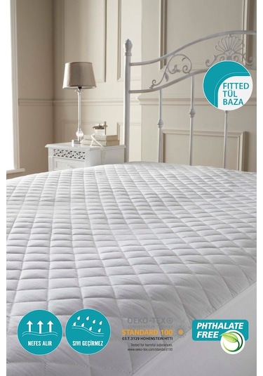 Kapitone Fitted Su Sıvı Geçirmez Yatak Koruyucu Alez 180x200 Beyaz