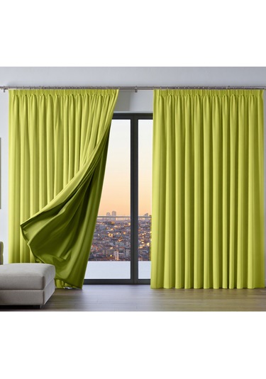 Dauble Blackut Karartma Perde Tek Kanat 1x2 Amerikan Pileli Fon Perde Güneş Sarısı