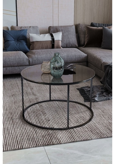 Dekoport Royal Orta Sehpa - Füme Cam Siyah