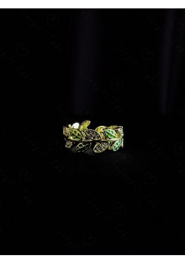 Ayarlanabilir Çelik Yüzük -vega Serisi Altın - Yeşil