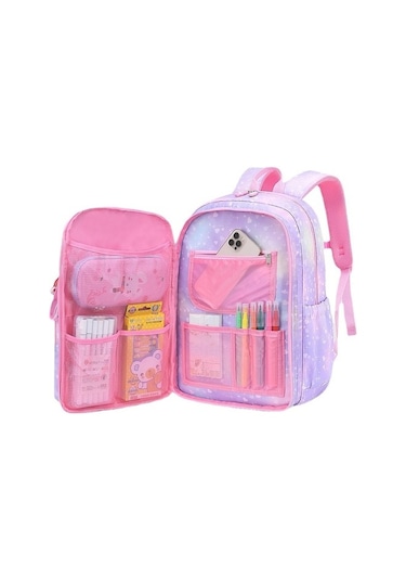 Çocuklar Schoolbag Kız Baskı Su Geçirmez Ilköğretim Okulu Sırt Çantası Öğrenci Sırt Çantası Xqgmxc Açık Mor