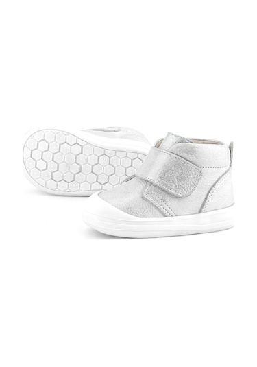 Rakerplus Yoohoo Hakiki Deri Beyaz Simli Cırtlı Unisex Bebek Bot Beyaz