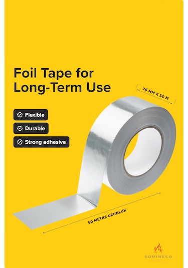 Somıneco İthal Alüminyum Folyo Bant 70 Mm X 50 M Su Geçirmez, Yük
