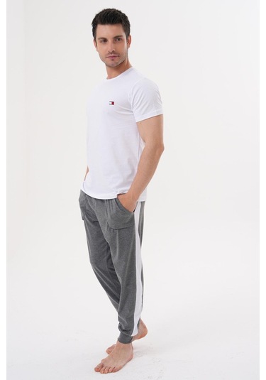 Mecit 4000 Beyaz Füme Erkek Büyük Beden Pijama Takımı Füme