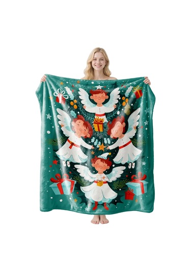 Noel Fral Küçük Battaniye Festival Atmosferi Pratik Kullanım-mt-flr-185 150 130 Yeşil