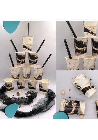 Kartonia Siyah Reçineli 250 Ml Tek Kullanımlık Bardaklar 428841654 100 adet