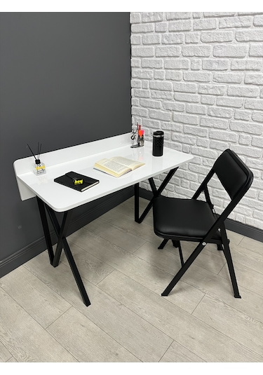 Buse Çalışma Masası Ofis Bilgisayar Masası+ Katlanır Sandalyeli