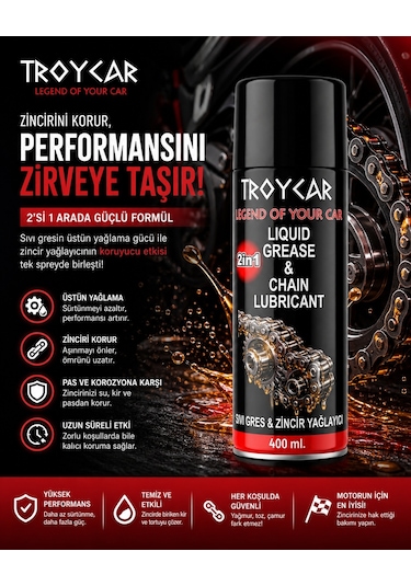 Troycar Sıvı Gres & Zincir Yağlayıcı Sprey 400 ML