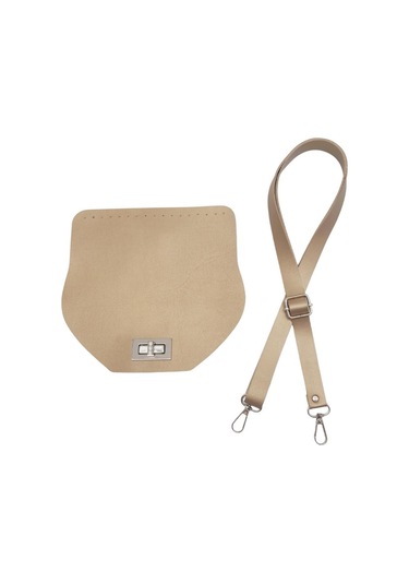 Angel Çanta Aksesuar Suni Deri 21x19 Cm Kapaklı Ve Ayarlı Saplı Çanta Seti Gold Renk Gümüş Metalli