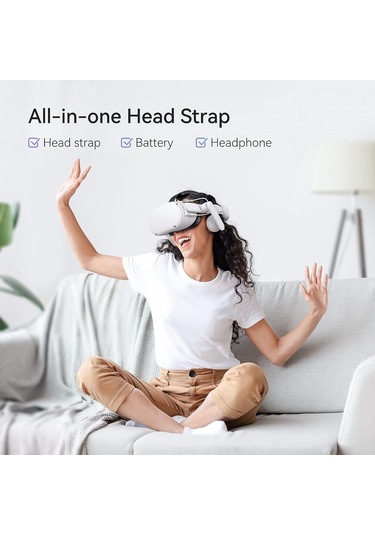 Kıwı Design Konforlu Pilli Sesli Kafa Bandı 6400mah - Quest 2 İle Uyumlu