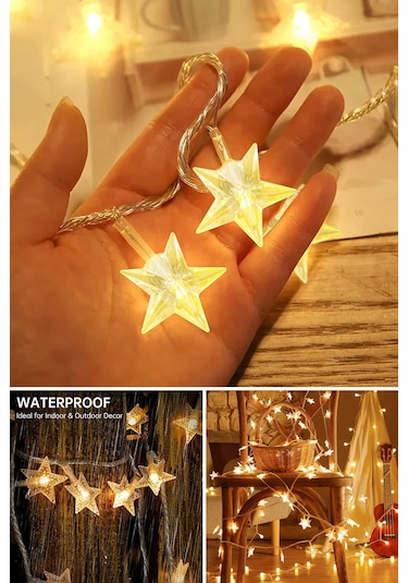 Technojet Dekoratif Yıldız Tasarımlı Yılbaşı Ağaç Süsleme Şerit Led Sarı