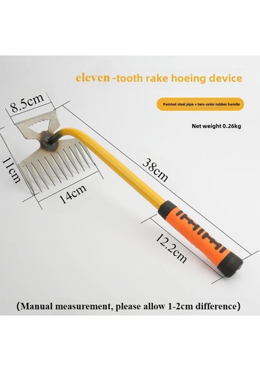 4/11 Diş Manuel Ekskavatör Yenilenmiş Bahçe Arazi Kolayca Çekilmiş Çim Pot Toprak Ayıklaması Aracı Manganez Çelik Ayıklaması Tırmık Koyu Gri
