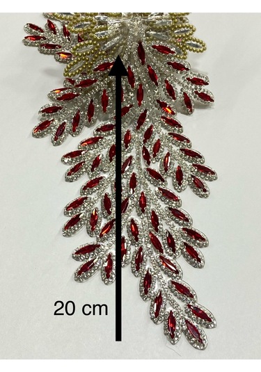 Ütüyle Yapışan Kristal Taşlı Aplike - Kırmızı