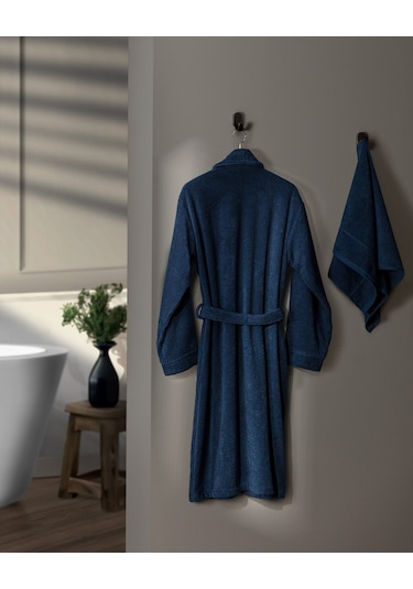 Avril Şalyaka Unisex Bornoz Set 8684427025680 Lacivert