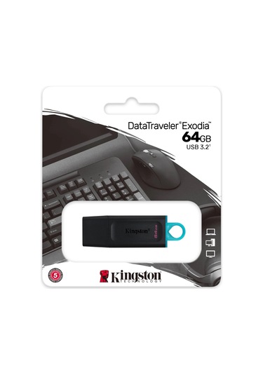 Kıngston Dtx/64gb Usb 3.2 Data Traveler Exodia Gen 1 Flash Disk Siyah - Turkuaz
