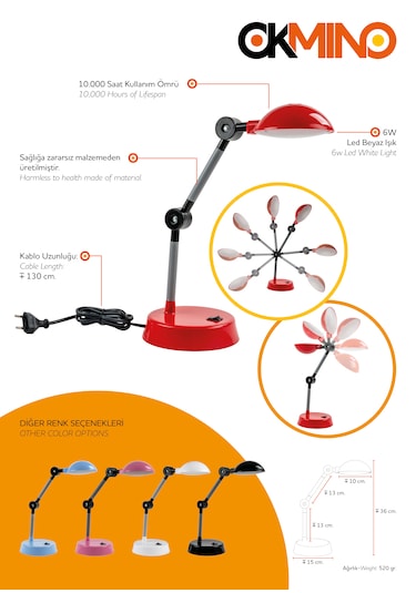 Okmino Led'li Akrobat Masa Lambası Pembe