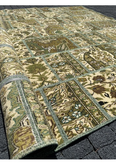 El Dokuma Bünyan Halısı Patchwork 185x260 Yeşil %100 Yün Halı Yeşil