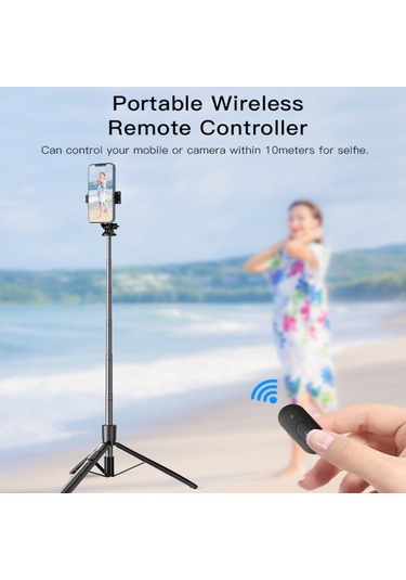 Cbtx Yesido Sf13 Geri Çekilebilir Genişletilmiş Bluetooth Tripod Telefon Canlı Akış Selfie Stand Siyah