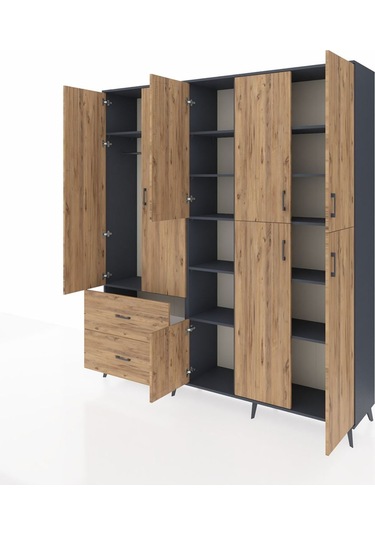 Hyperion Dolap 12 Raflı 2 Çekmeceli Tek Askılı 220x44x243 Antrasit-çam/çam Atlas Çam/atlas Çam Hyperion Dolap 12 Raflı 2 Çekmeceli Tek Askılı 220x44x243 Antrasit-çam/çam Atlas Çam/atlas Çam