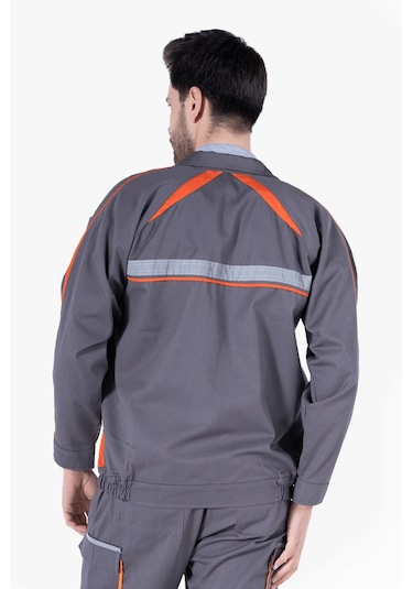 Turuncu Biyeli Reflektörlü Mont Gri - Turuncu