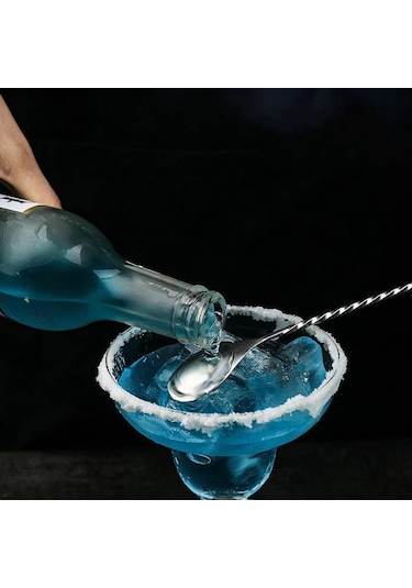 Perlotus 304 Çelik 32 Cm Çift Başlı Burgulu Barmen Kokteyl Karıştırma Kaşığı Gümüş