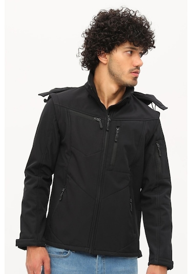 Uniprom Taktikal Softshell Mont Kollar Ve Kapşon Çıkabilir Erkek Siyah