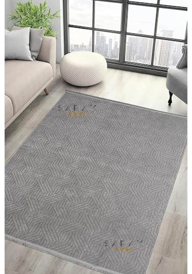 Bohem Saçaklı Kaymaz Dokuma Kilim Salon Halısı Mutfak Halısı Balkon Özel Ölçü Yolluk Krem Gri