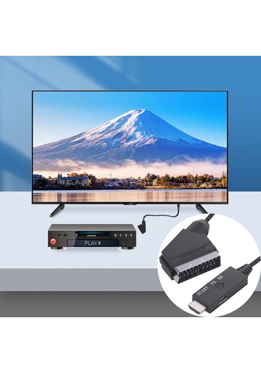 Sones Scart - Hdmı Uyumlu Dönüştürücü Video Ses Adaptör Kablosu Siyah