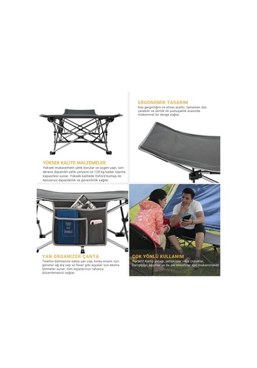 Kingcamp Willow Ultra Katlanır Kampet Portatif Kamp Yatağı Grey Gri