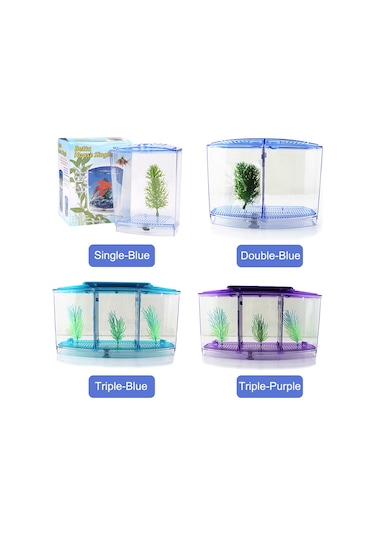Xiyyadms Ofis İçin Akrilik Çift Bölmeli Mini Akvaryum - Led Aydınlatmalı, Balık Yavrusu Yetiştirme Ve İzolasyon Özellikli