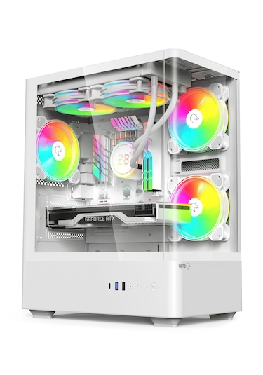 Gametech Intense Beyaz 600w Tuş Kontrol Rgb 5x120mm Fanlı Kasa