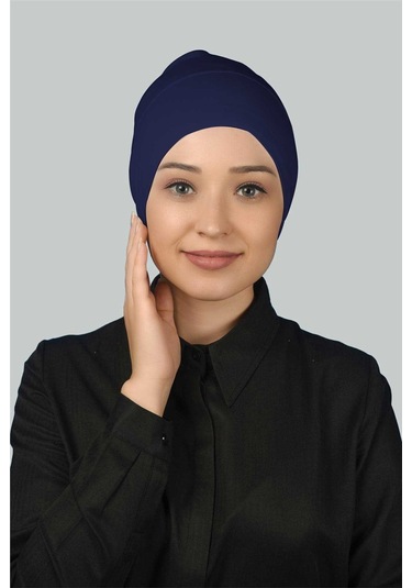 Altobeh Hazır Pratik Geçmeli Uzun Boru Tesettür Bonesi - Saks