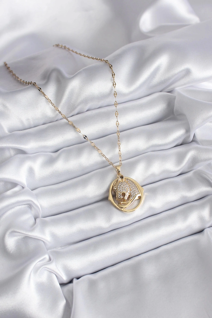 Dodes 316l Çelik Gold Renk Zirkon Taşlı Jaguar Model Kadın Kolye Tg27bko8178 Çok renkli