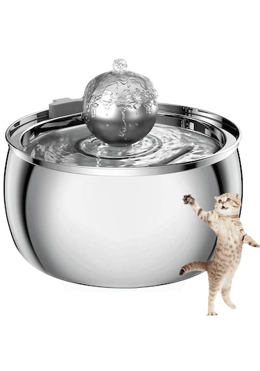 Econicword Kedi İçme Çeşmesi Paslanmaz Çelik Evcil Köpek 4l Wf3