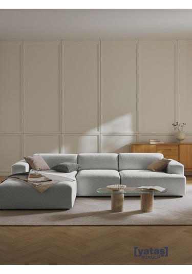 Most Mollista 3 Modül Sol Köşe Koltuk 32 Gri Keten Kumaş Yumuşak