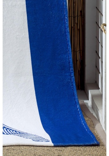 Köpek Balığı Baskılı Mavi Plaj Havlusu 70X155Cm