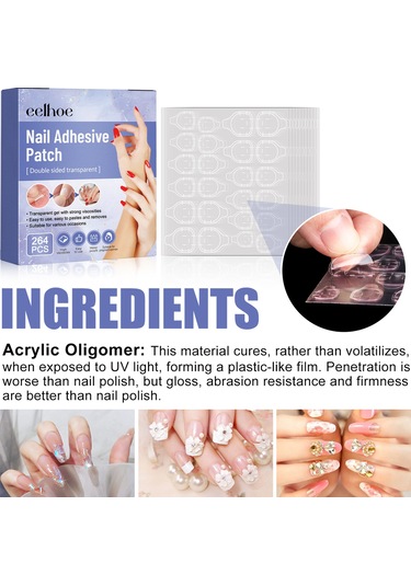 Eelhoe 264 Adet Çift Taraflı Tırnak Tutkal Jel Çıkarılabilir