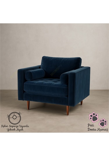 Ürgüp Tekli Koltuk Berjer 90 Cm Genişlik 90 Cm Derinlik Lacivert